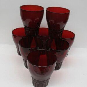 8 - Anchor Hocking Glass Royal Ruby Red GEORGIAN 4 Inch Flat Water Tumblers